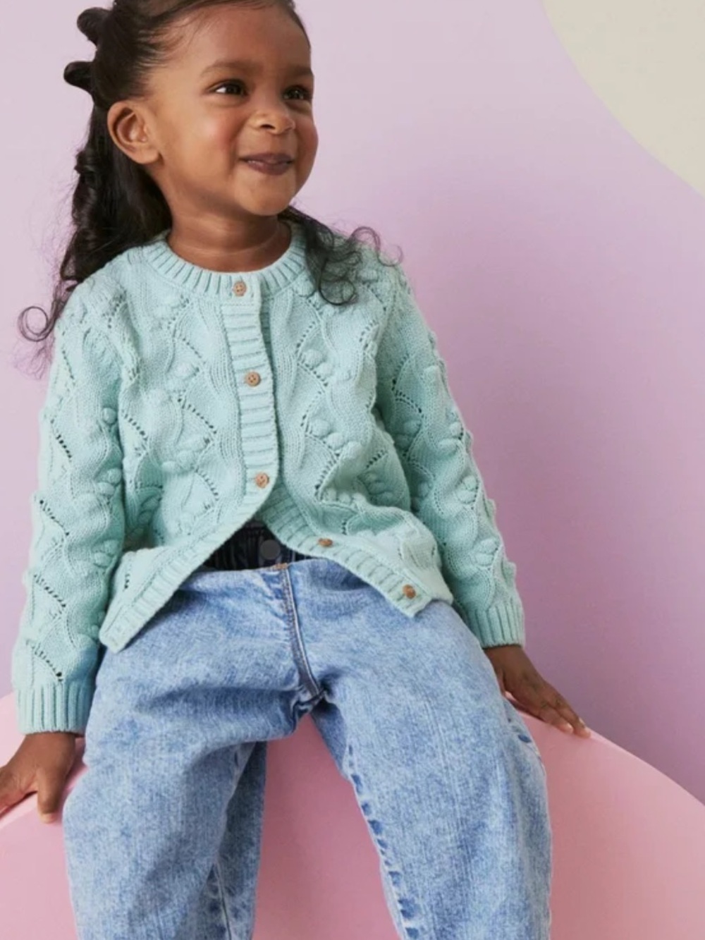 Next Bobble Stitched Cardigan Sweater Blue